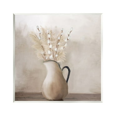 Stupell Industries Pussy Willow in Vase Botanical & Floral Painting Unframed Art Print Wall Art, 12 x 12