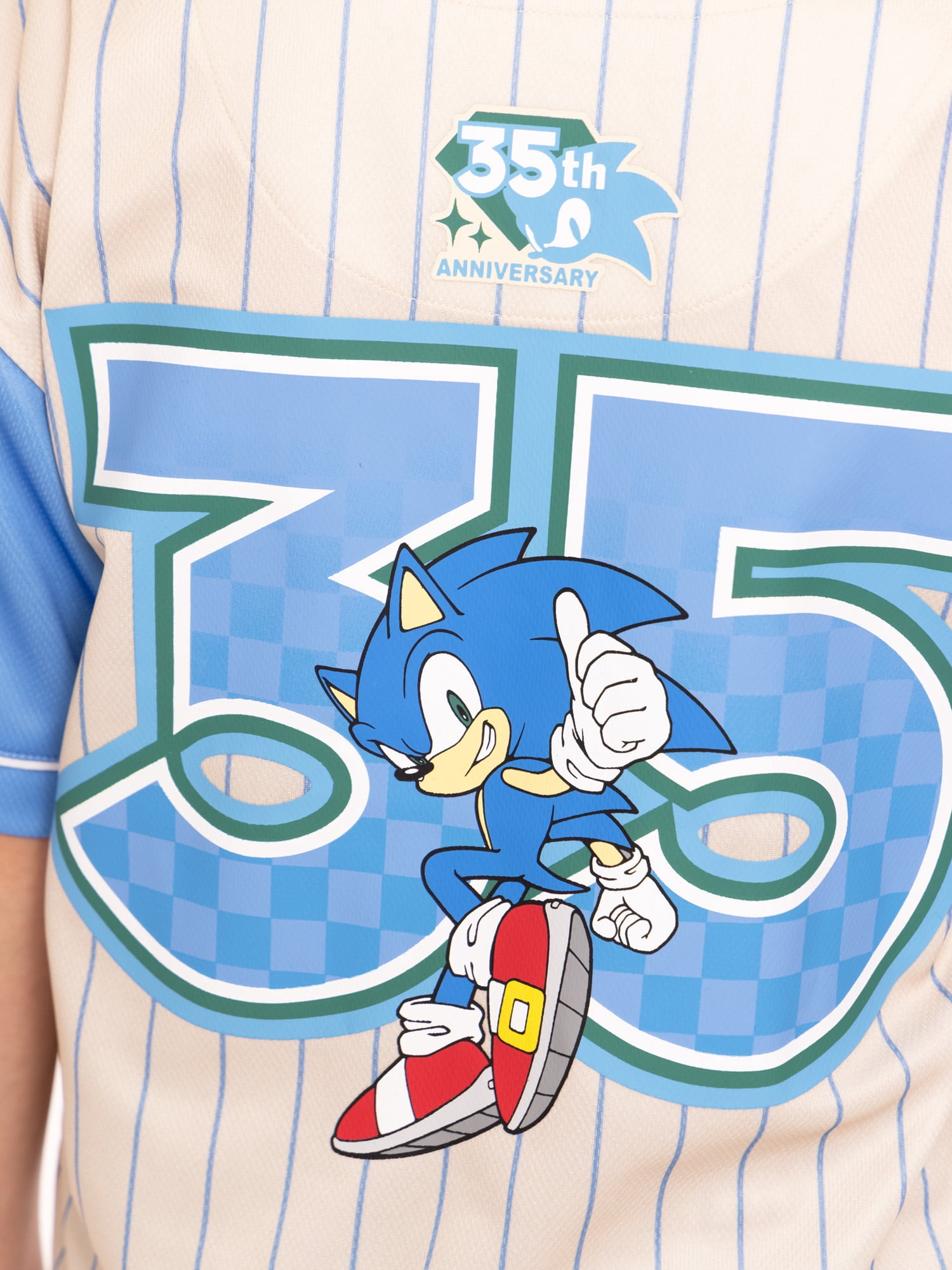 Sonic the Hedgehog Boys Graphic Baseball Button Down Jersey with Short Sleeves, Sizes 4-12