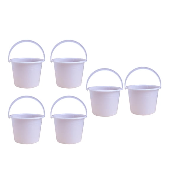 BESTYASH Set of 6 White Multipurpose Paint Buckets with Handles, PP Storage Containers for Home and Workshop