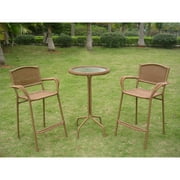International Caravan Resin Wicker Outdoor Bar-Height Bistro Set-Color:Antique Pecan