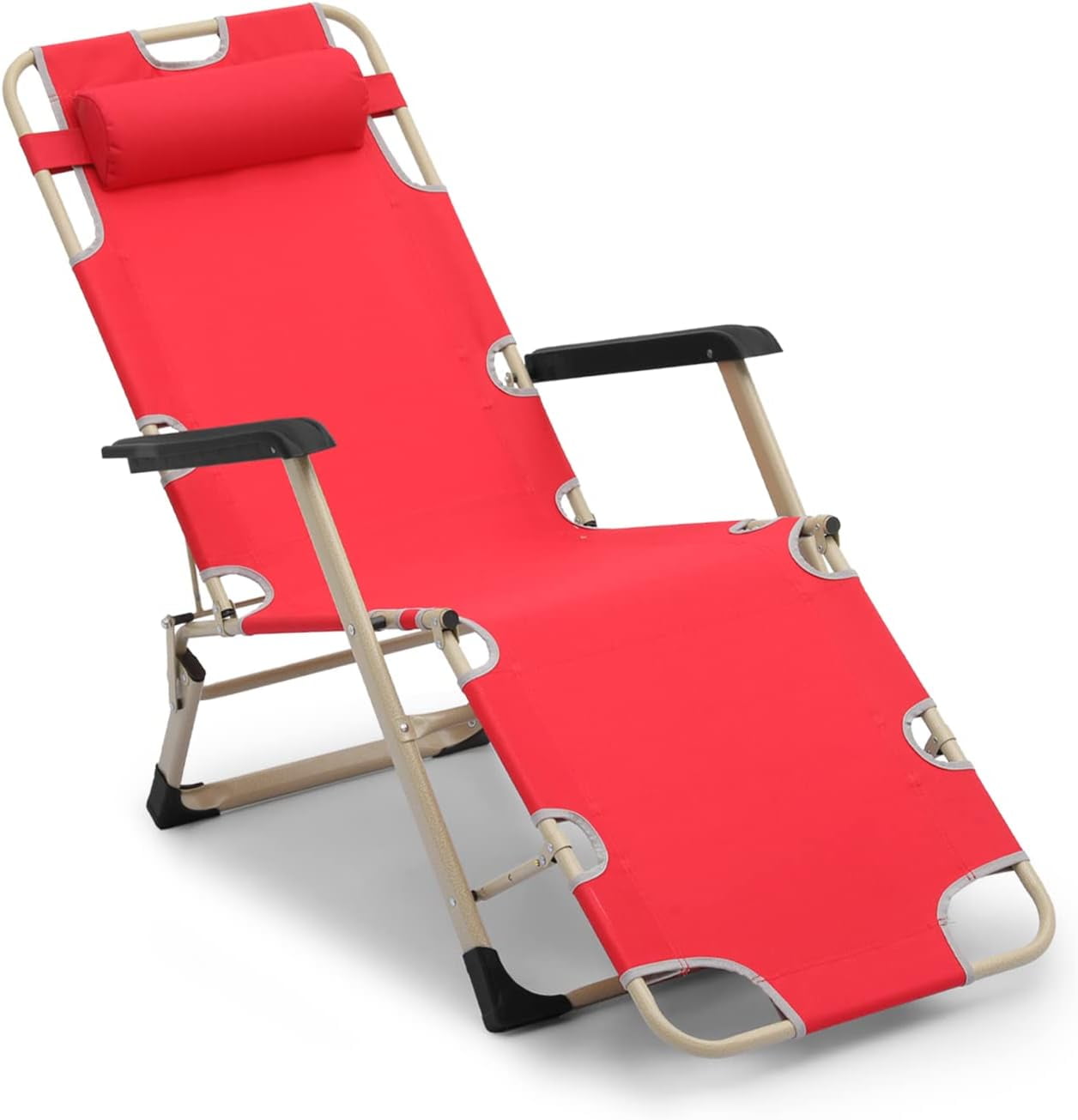 Folding Reclining Fixed 135° Angles Patio Chairs Outdoor Chaise Lounge