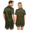 thumbnail image 5 of VV AVEORS Satin Couple Matching Pajamas Sets Short Sleeve Button Down Plaid Silk Pjs Set For Couples Summer Holiday Pajamas Green M, 5 of 5
