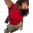 thumbnail image 5 of Womens Slim Fitted Crop Tops - Basic Crew Neck Short Sleeve Casual Tees for Going Out, 5 of 5