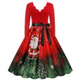 thumbnail image 1 of Robe Décontractée pour Femmes Manches Longues Col en V Noël Années 1950 Soirée Bal Plage Robe pour Occasions Élégantes, 1 of 8