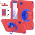 thumbnail image 4 of 3-Layer Kids Case for Samsung Galaxy Tab A7 Lite 8.7" 2021, Durable Sturdy Protection Silicone PC Case with Swivel Stand, Hand Strap Shoulder Strap Pencil Holder with Charging Port Lid - Redblue, 4 of 12