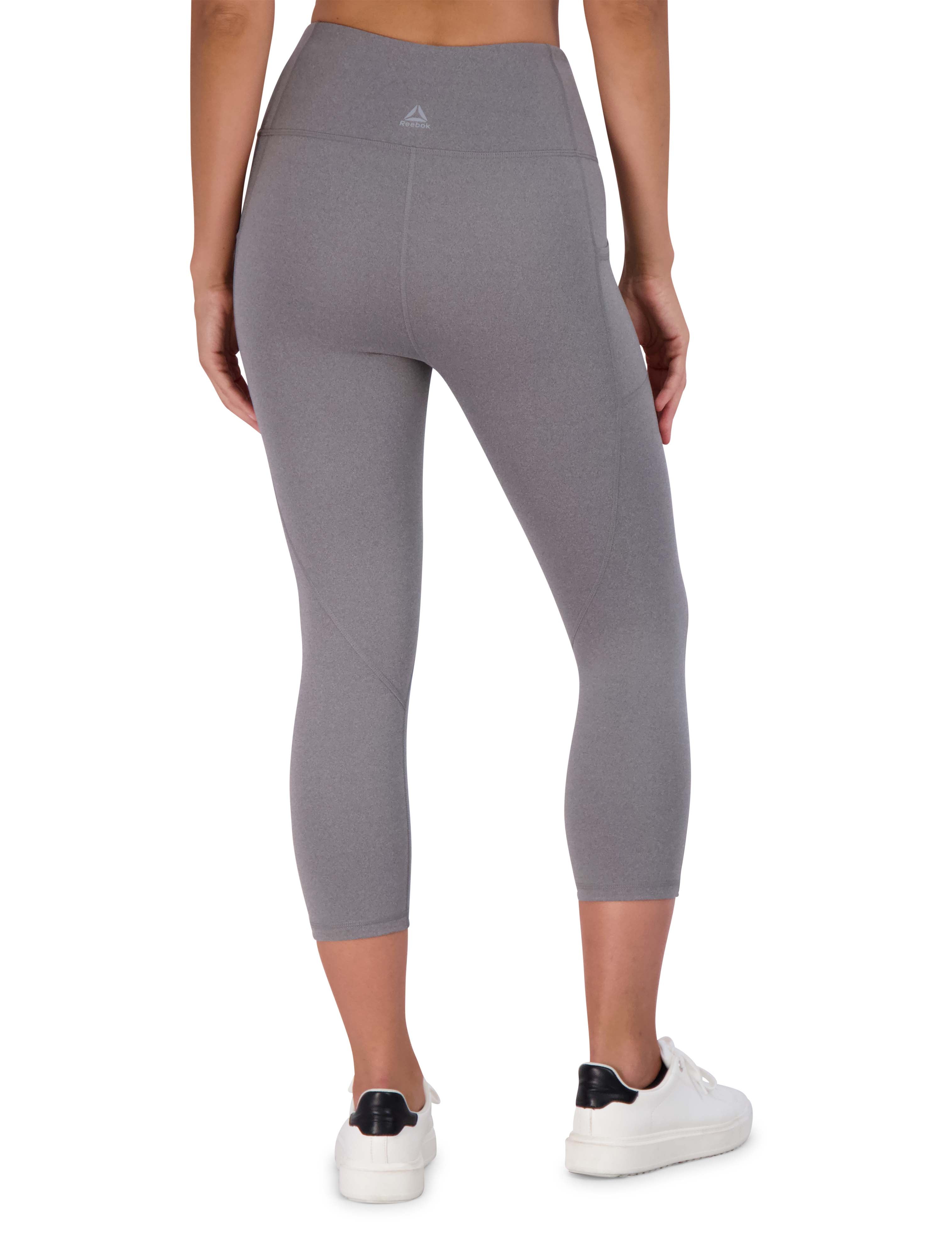 Reebok Womens High Rise Capri Leggings Yoga Pants, Grey, X-Small