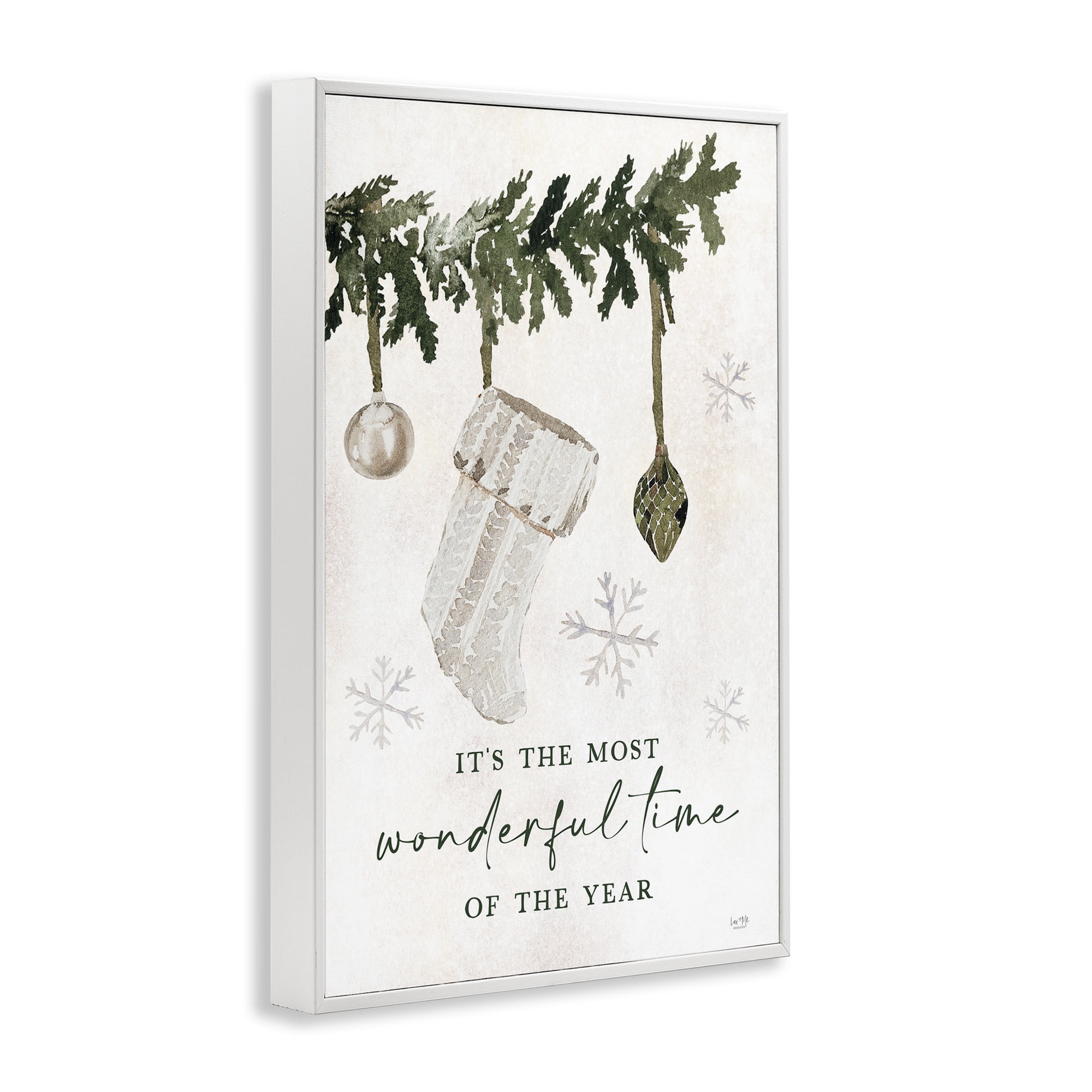 Stupell Industries Festive Hanging Stocking Holiday Painting White Framed Art Print Wall Art, 20 x 30
