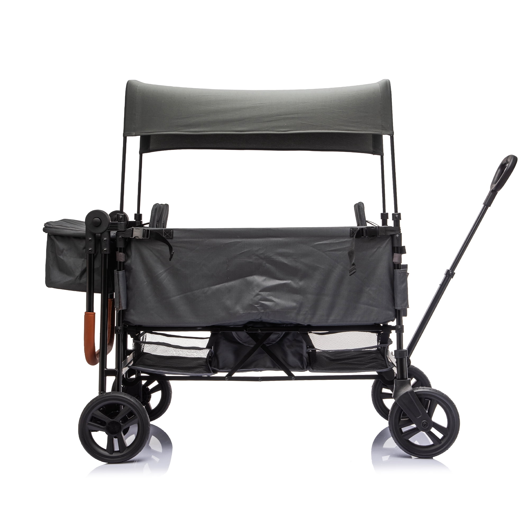 2-Seater Wagon Stroller with 5-Point Safety Harness, Adjustable Canopy, Push-Pull Handles, 7-Level Height Adjustment, Foldable Frame for Kids 6-36 Months