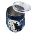 thumbnail image 3 of Happy Halloween Newfoundland Witch Pumpkins Bats 12oz Stainless Steel Wine Tumbler Insulated Cup with Lid Newfie Dog Lover Gifts - 13012, 3 of 5
