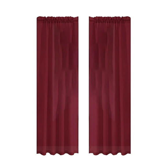 ZZYuan Basic Rod Pocket Sheer Window Curtain, Room Darkening Window Curtains for Living Room (Wine Red 39.4" W X 78.7" L )
