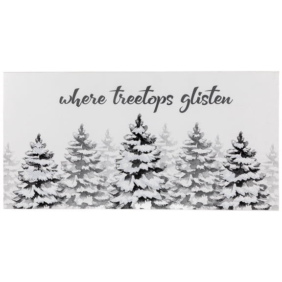 Northlight Flocked Christmas Tree "Where Treetops Glisten" Wall Art Decoration - 19.75"