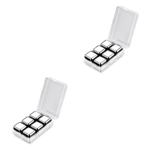Billuyoard Piedras para enfriar vino, jugo de bebida, cubitos de hielo de acero inoxidable con caja de almacenamiento, enfriador de fiesta de Type2 NO2