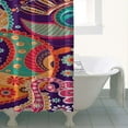 thumbnail image 5 of Small Stall Narrow Shower Curtain 36"W x 72"L – Tropical Bohemian Leaves, Mid-Century Abstract Boho Botanical Bathroom Decor, Vintage Floral Palm Leaf Pattern, Rustic Tribal Folk Style, 5 of 5