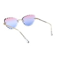 thumbnail image 4 of Womens Floral Petal Bevel Edge Rimless Cat Eye Sunglasses Gold Pink Blue, 4 of 4