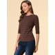 thumbnail image 4 of Disfraz de Día de San Patricio para mujer Allegra K Camiseta ajustada Cuello redondo Marrón Azul Marino S, 4 of 6