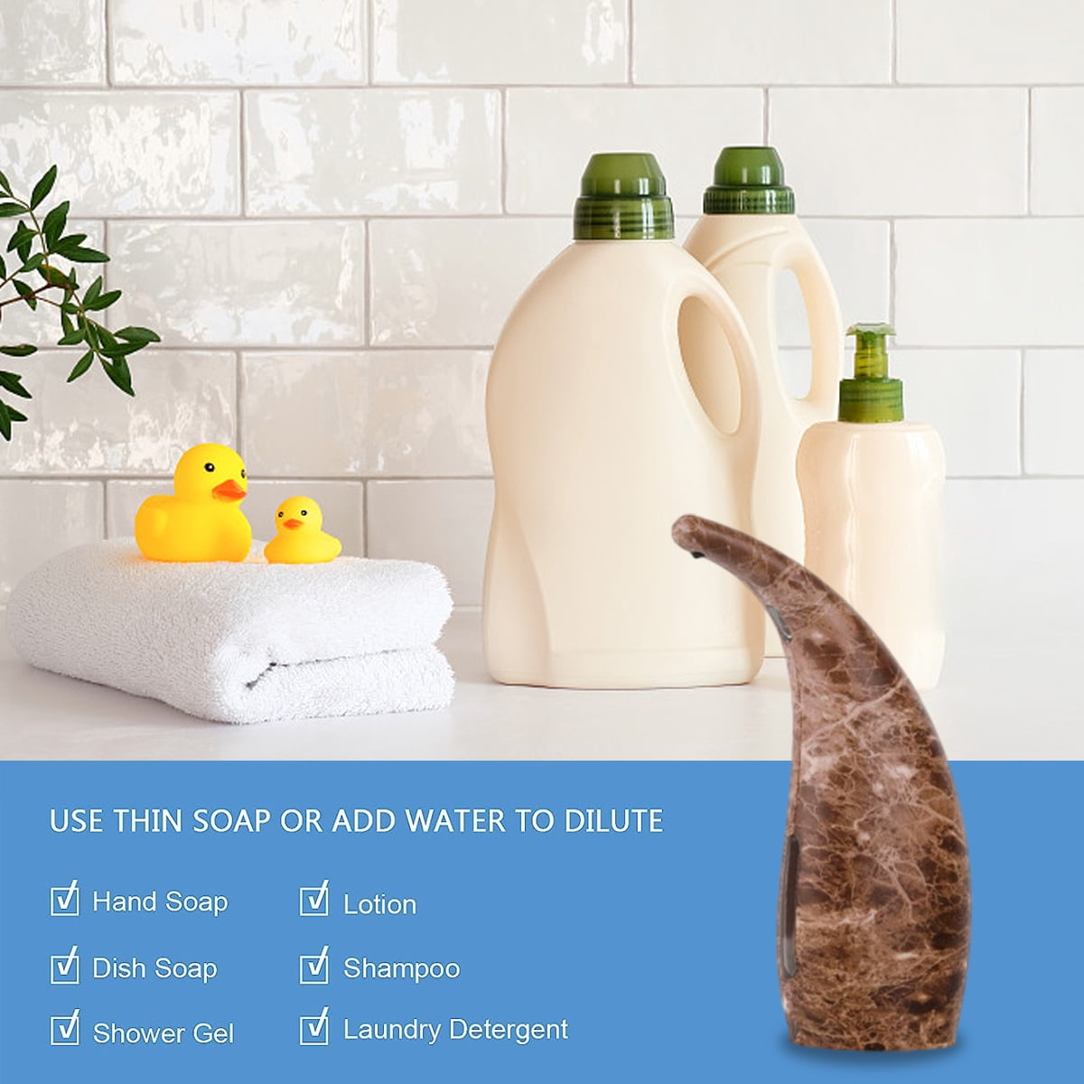 Medium Size Automatic Soap Dispenser With Infrared Motion Sensor For Bathroom, Kitchen, Hotel, Restaurant - style:style4;