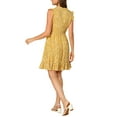 thumbnail image 3 of MODA NOVA Junior's Floral Print A Line V Neck Sleeveless Ruffle Dress Yellow XXL, 3 of 5