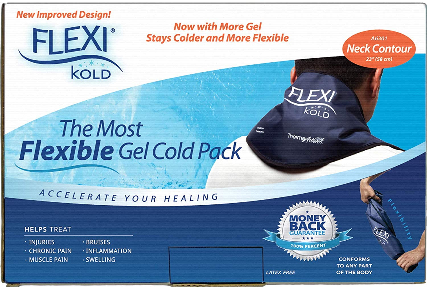 FlexiKold Gel Ice Pack (Standard Large: 10.5 x 14.5) Reusable Cold Pack  for Injuries, Back Pain Relief, Migraine Relief Pad, After Surgery