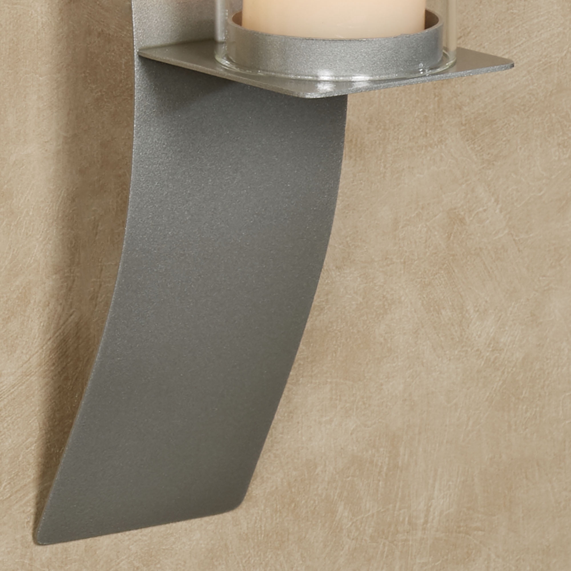 Sinuous Wall Sconce Pair Silver - Handcrafted Steel - Glass Hurricane - Set of 2 - Metal Sconces Holder for Bedroom, Bathroom, Living Room, Kitchen Walls Large 32 Inches High