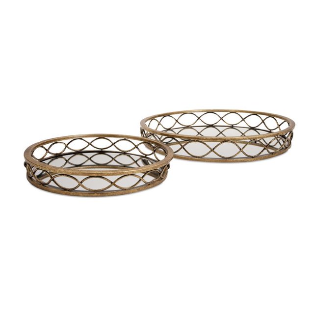 IMAX Corporation Prestco 2 Piece Mirrored Tray Set in Gold