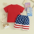 thumbnail image 5 of Toddler Baby Boys Outfits for 4th of July 6 12 18 24 Months 2T 3T 4T Fuzzy Letter Embroidery Short Sleeve T-Shirts Tops Stripe Stars Print Shorts 2Pcs Clothes Set, 5 of 10