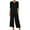 Black, variant on BLTIBY 2 Piece Sets for Women Summer Solid Color Loose Button Short Sleeve V Neck Shirts Wide Leg Pants Matching Set Vacation Outfits with Pockets Black L