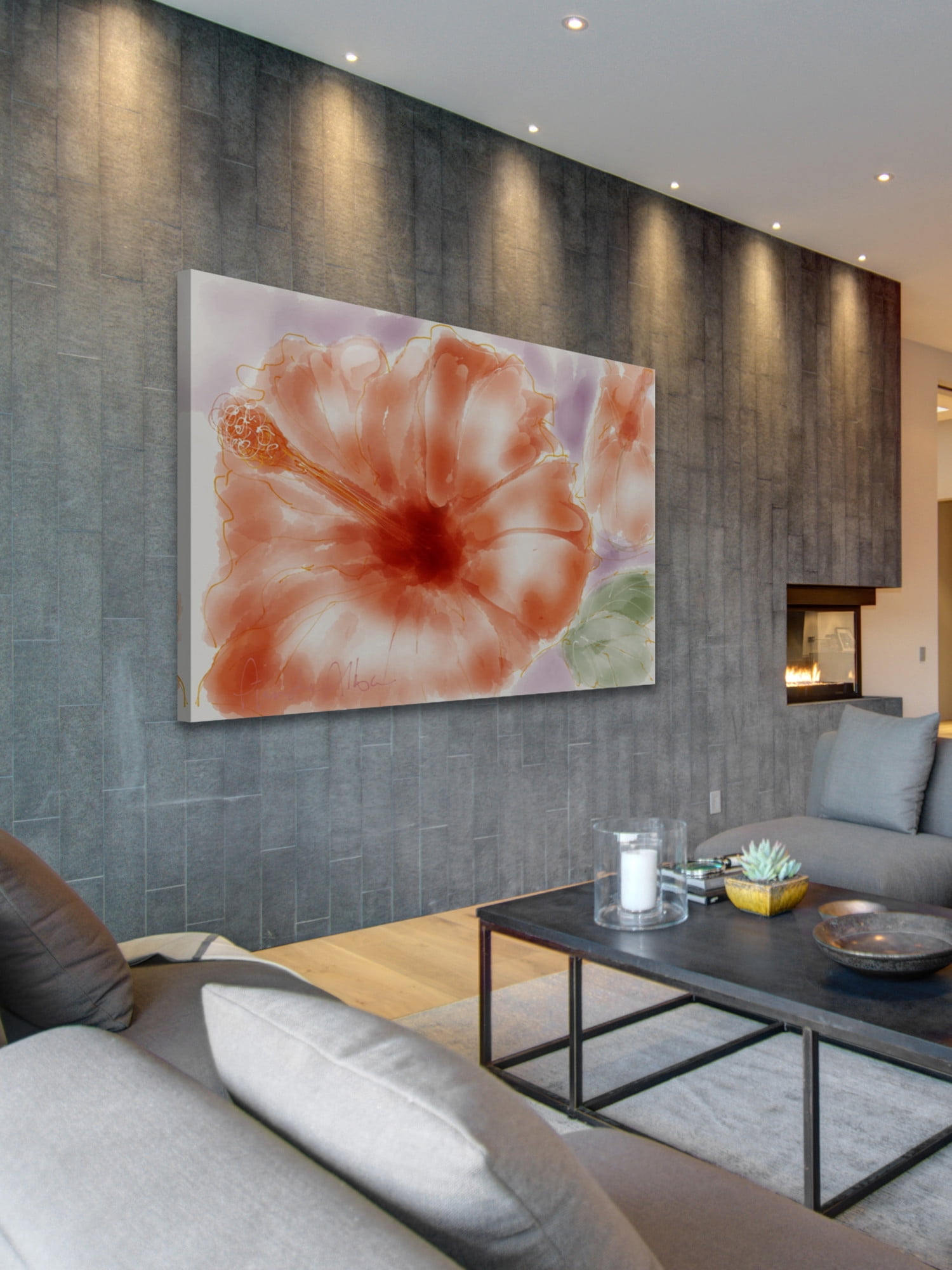 Marmont Hill "Pink Hibiscus" by Arthur Pina Painting Print on Wrapped Canvas