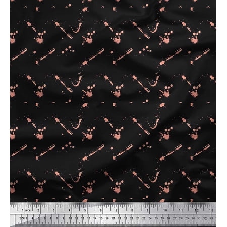 Soimoi Black Georgette Viscose Fabric Brush Stroke Abstract Printed Fabric 1 Yard 42 Inch Wide