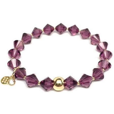Julieta Jewelry Amethyst Purple Swarovski Crystal Rachel 14kt Gold over Sterling Silver Stretch Bracelet, February Birthstone Color