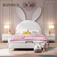 thumbnail image 3 of Rabbit Bed Net Red Bed Girl Bed Light Luxury Children's Bed Big Girl Princess Bed Cartoon Creative Children's Leather Bed My Lux Decor Round, 3 of 23
