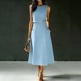 thumbnail image 2 of Bovxnpu Women Skirt Set Casual Office Outfits 2 Piece Sleeveless Crew Neck High Waisted A Line Skirts, 2 of 8