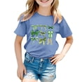 thumbnail image 4 of T-shirts Filles Été Col Rond Manches Courtes Imprimé Nœud Papillon Coupe Décontractée Basiques Hauts Filles Bleu Clair 6-7 Ans, 4 of 4