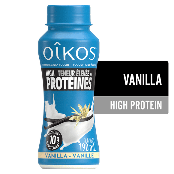 Oikos Greek Yogurt Drink, Vanilla, High Protein, 190 mL