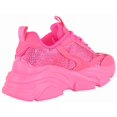 thumbnail image 3 of Berness Women Chunky Platform Sneakers Rhinestone Bling Fashion Trainers Lace Up Casual Athletic Shoes CHARLEE Hot Pink Fuchsia 6, 3 of 6