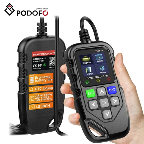 Podofo OBD Car Diagnostic Device, with 9 Protocols for Checking Engine Light, DTC Sensor Reading, O2 Sensor, EVAP System for Cars