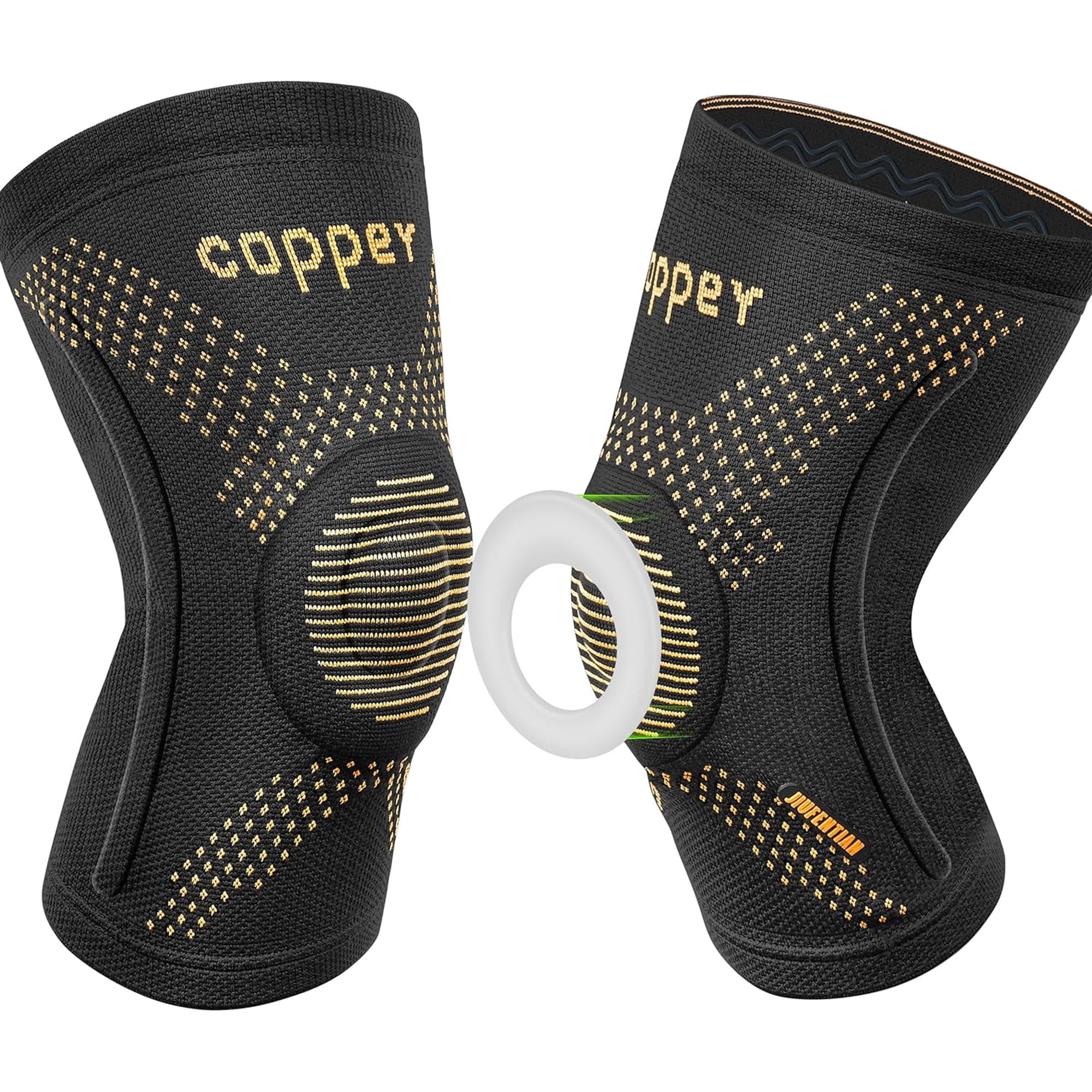 JIUFENTIAN Copper Knee Braces for Arthritis Pain (2 pack)- Professional Knee Suppot with Side Stabilizers - Breathable Compression Sleeves for Pain Relief & Stability (Arthritis, Gym, Work)-M