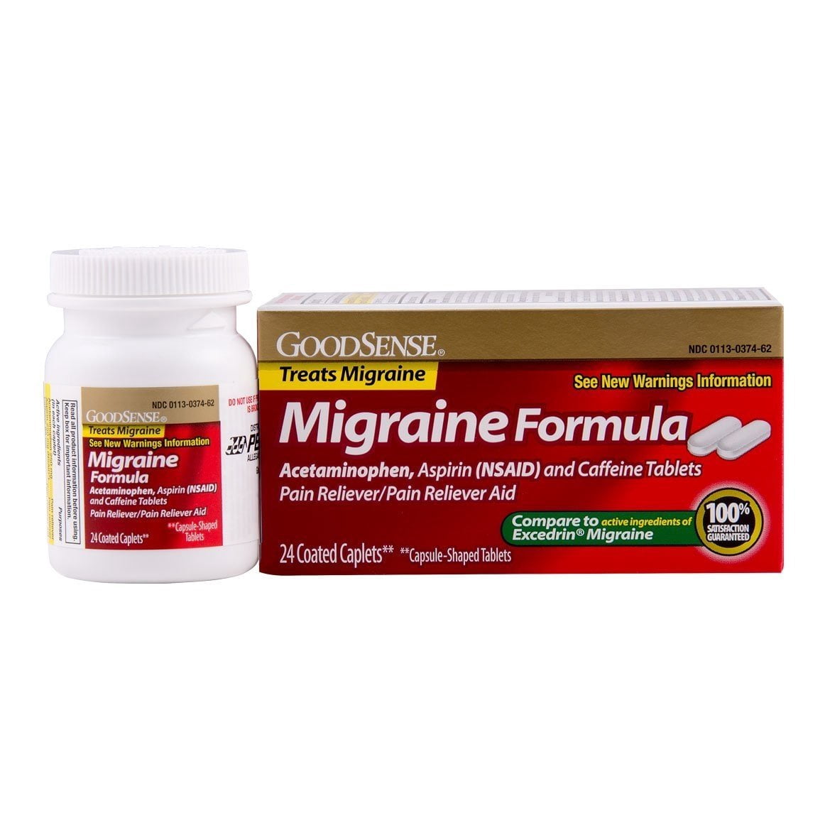 GoodSense Migraine Formula Caplets, Acetaminophen, Asprin (NSAID) and Caffeine Tablets, 24-count