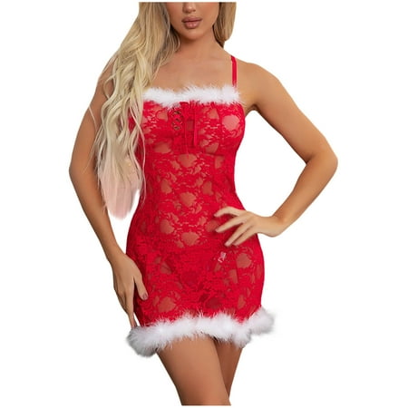 

Utoimkio Satin Pajamas for Women Christmas Suit Role Play Stage Dress Sexy Underwear Pajamas Two Piece Set