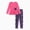 Fuchsia Pink, variant on Long Sleeve Peplum Top Floral Print Leggings Outfit Set (Big Girls)