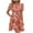 Orange, variant on Drses Women's All Over Print Short Puff Sleeve V Neck Belted Dress Ruffle Hem A Line Short Dresses