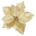 thumbnail image 1 of ¡2 piezas de flores artificiales para decoración navideña de 7,87 '' con purpurina dorada, adornos navideños, decoración de flores para árbol de Navidad con clips, corona navideña de bricolaje, árbol, 1 of 6