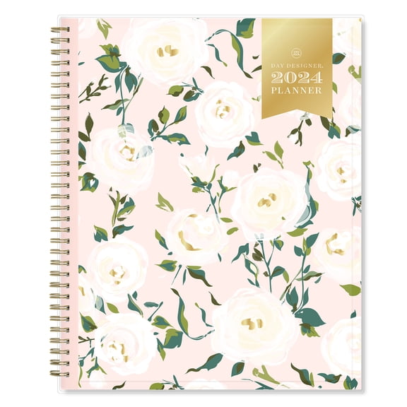 2024 Weekly Monthly Planner, 8.5x11, Day Designer for Blue Sky, Coming Up Roses Blush