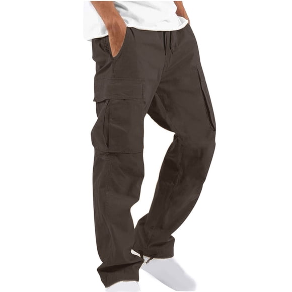 cllios Cargo Pants for Men,Mens Cargo Pants- Solid Casual Multiple Pockets Outdoor Straight Type Fitness Pants Cargo Pants Trouser