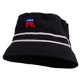 thumbnail image 2 of Mini Republican Elephant Logo Embroidered Big Size Striped Hat Band Fisherman Bucket Hat - Black Grey XL-2XL, 2 of 5