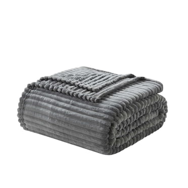 Nestl Cut Plush Fleece Blanket, Soft Lightweight Fuzzy Luxury Throw Size Bed Blankets for Bed, Throw, Gray