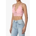 thumbnail image 3 of TheMogan Women's Padded Lace Bralette Cross Strap & Stretchy Smocked Back Crochet Bra Crop Top Dusty Pink 3X, 3 of 7
