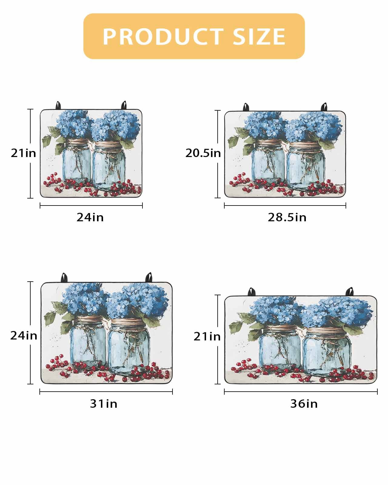 nqOlkjepod Large Induction Cooktop Protector Mat 24"x21", Vintage Flowers Stove Top Covers for Electric Stove, Bottle Hydrangeas Floral Fruit Plant Stove Burner Cover Mats, Glass Top Stove Cover