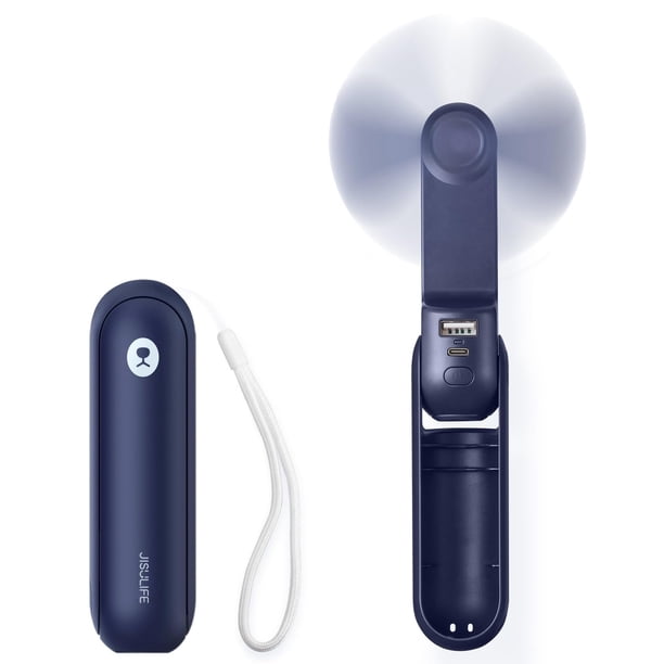 Ventilador de mano JISULIFE portátil mini recargable con bolsa de alimentación