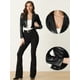 thumbnail image 2 of Chaqueta recortada de piel sintética para mujer Chaquetas de PU con cuello de solapa con muescas de un solo pecho Negro XS, 2 of 6