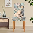 thumbnail image 4 of Yayeee 4 Pack Dining Chair Covers Stretch Parson Chairs Slipcovers Seat Protector, Green Art Pattern, 4 of 6